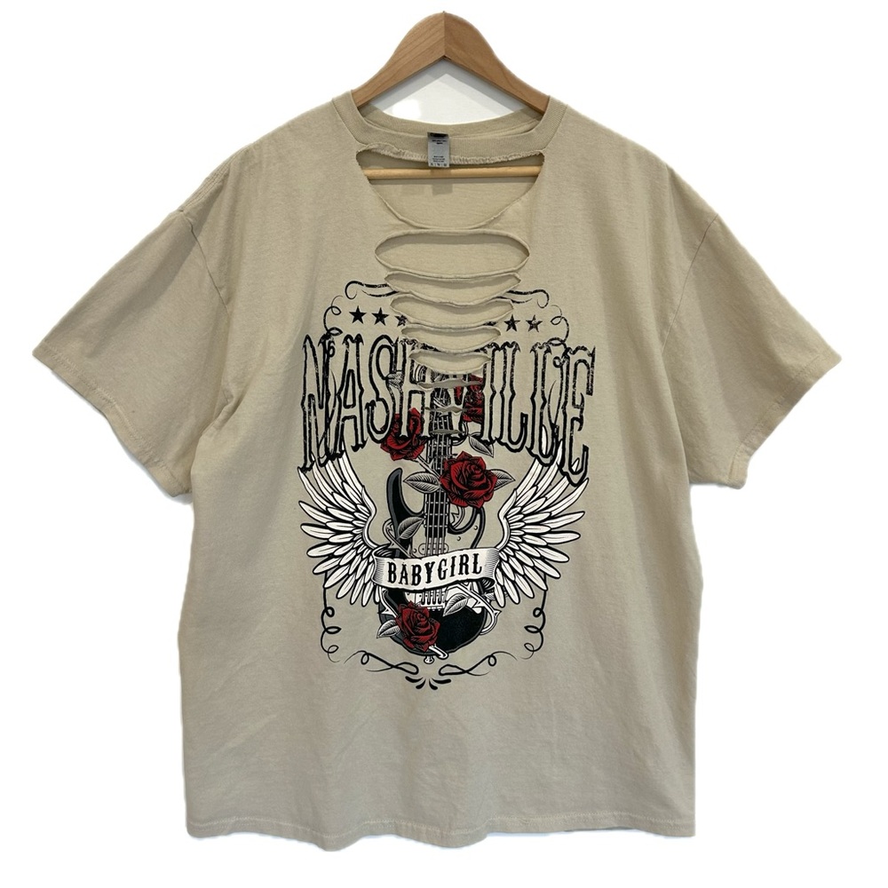 Gildan Nashville Babygirl Graphic Tee Womens Size XL Distressed Heavy Cotton